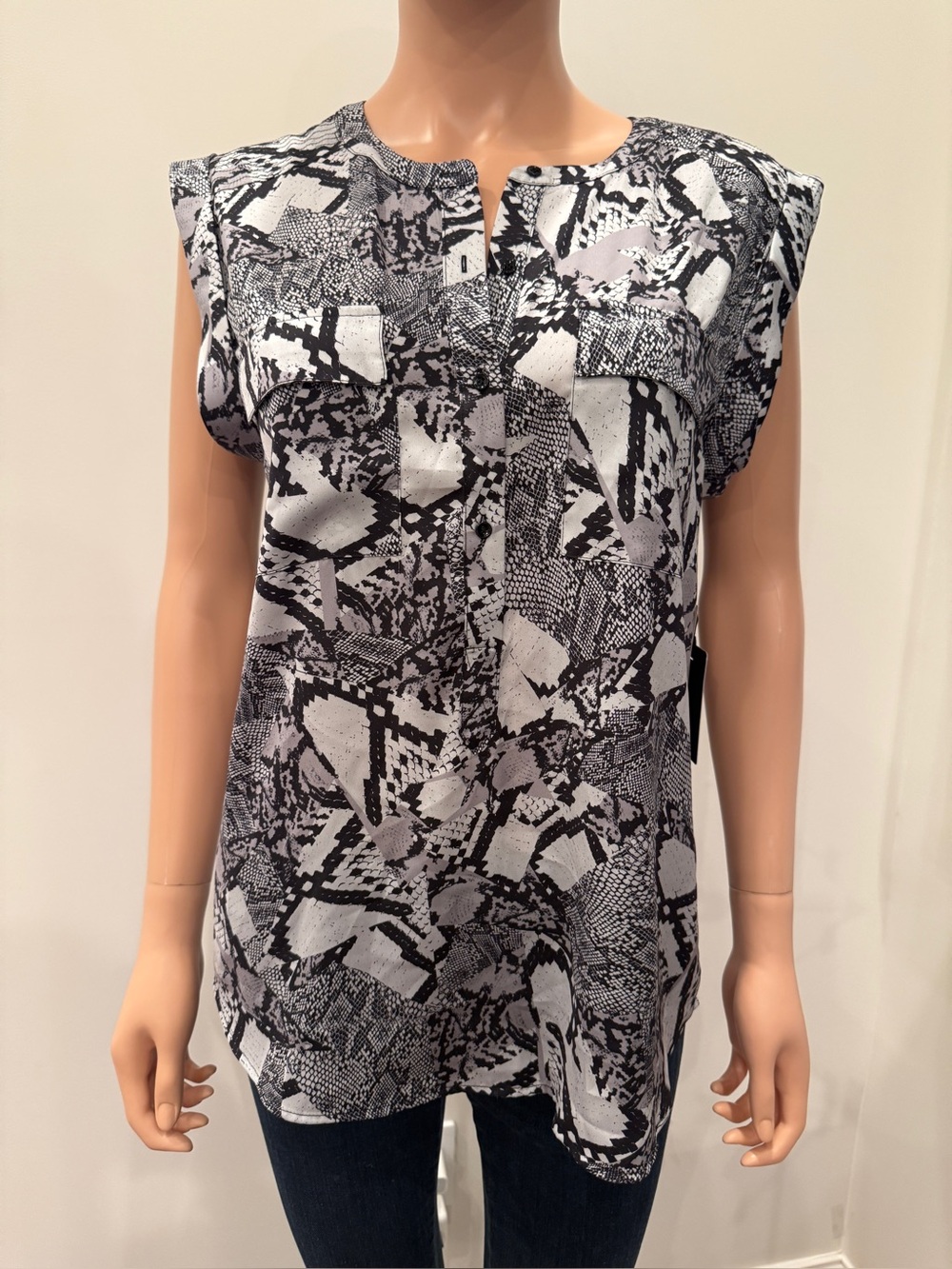 Trouvé Black & White Sleeveless Blouse NWT
